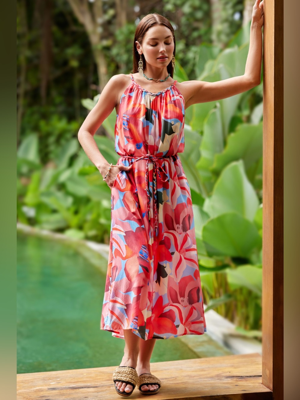 CUPSHE Floral Print Braided Midi Dress